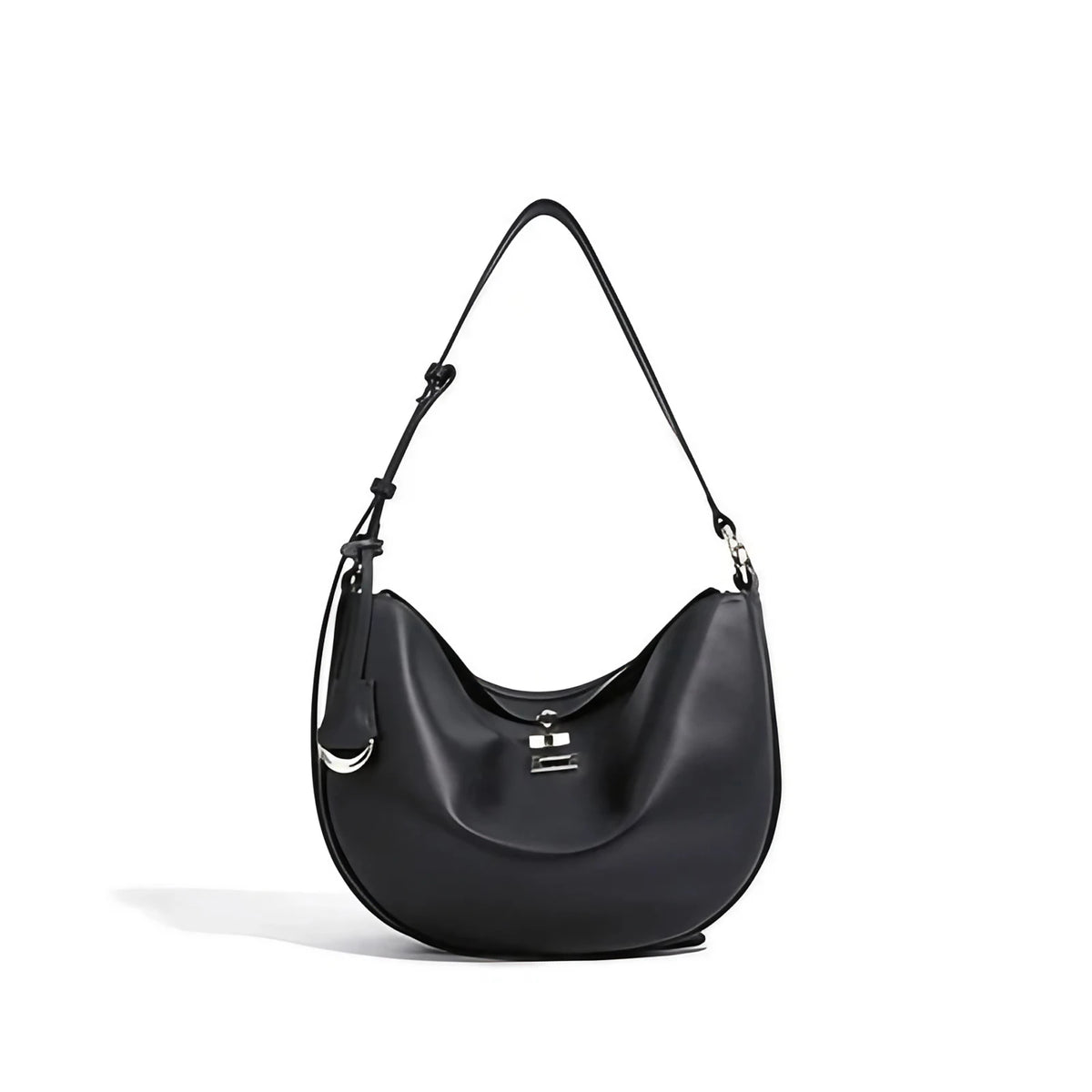 Sac hobo femme en similicuir, anse réglable, cinq coloris, noir