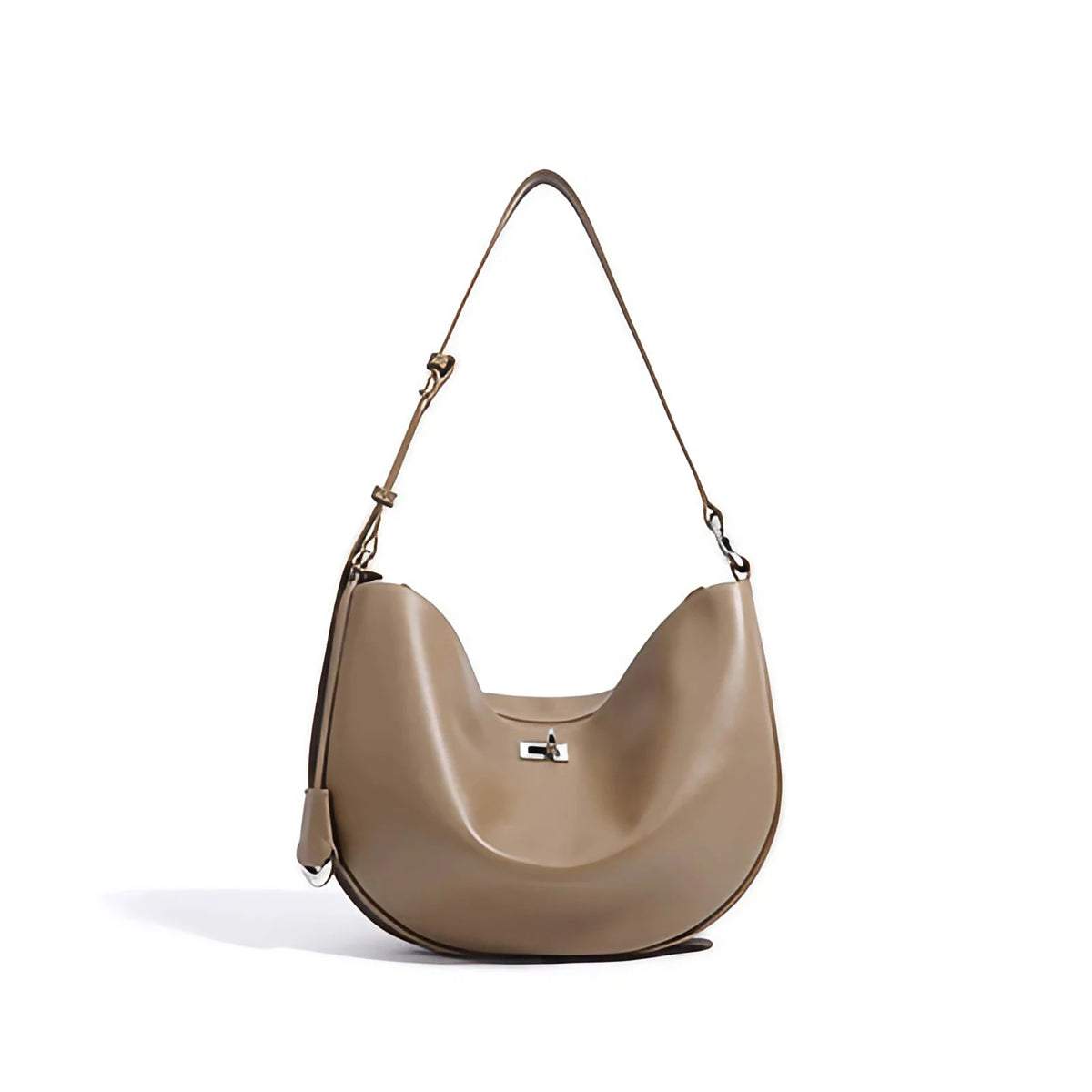 Sac hobo femme en similicuir, anse réglable, cinq coloris, beige foncé