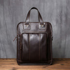 Sac à main homme en cuir, forme verticale, ordinateur 15 pouces, café