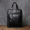 Sac à main homme en cuir, forme verticale, ordinateur 15 pouces, noir