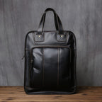 Sac à main homme en cuir, forme verticale, ordinateur 15 pouces, noir