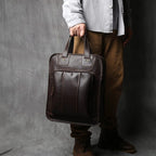 Sac à main homme en cuir, forme verticale, ordinateur 15 pouces