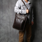 Sac à main homme en cuir, forme verticale, ordinateur 15 pouces