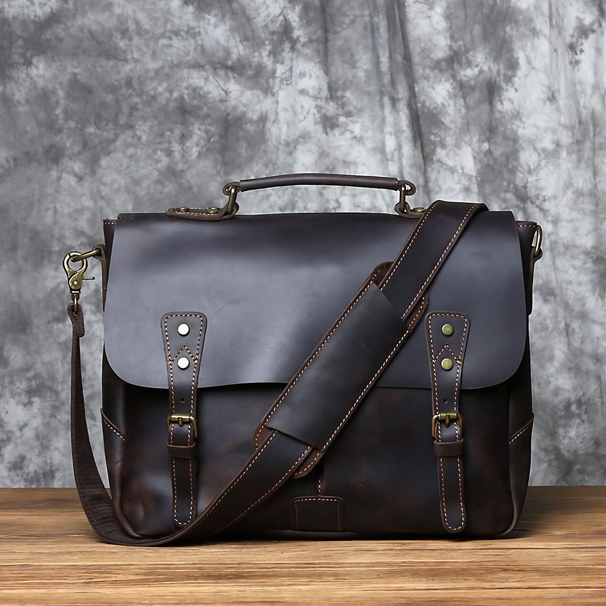 Sacoche homme en cuir pour ordinateur 16 pouces, trois coloris