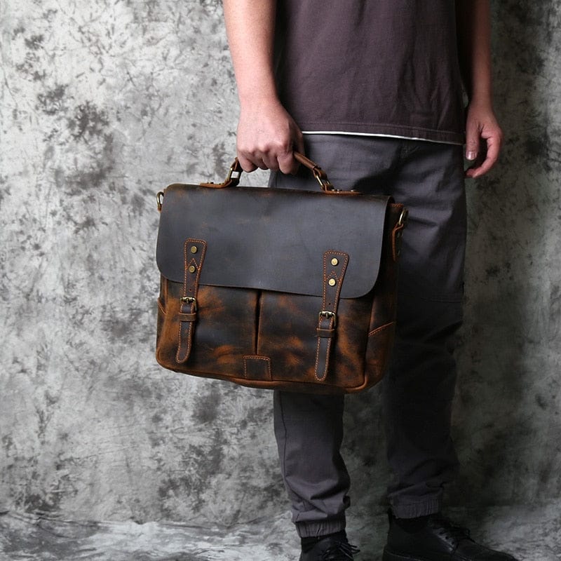 Sacoche homme en cuir pour ordinateur 16 pouces, trois coloris