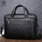 Sacoche homme en cuir noir pour ordinateur 16 pouces, 40 x 28 cm
