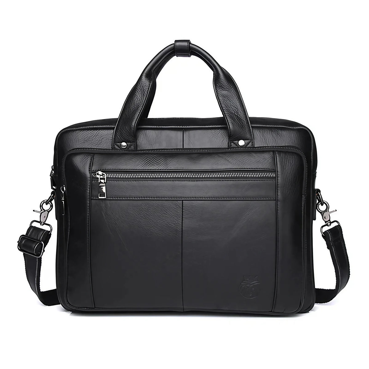Sacoche homme en cuir noir pour ordinateur 16 pouces, 40 x 28 cm, noir