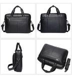 Sacoche homme en cuir noir pour ordinateur 16 pouces, 40 x 28 cm