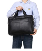 Sacoche homme en cuir noir pour ordinateur 16 pouces, 40 x 28 cm