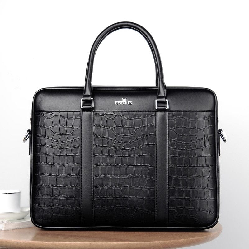 Sac à main homme motif crocodile, ordinateur 14 pouces