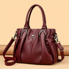 Sac à main femme en cuir bordeaux, bandoulière amovible