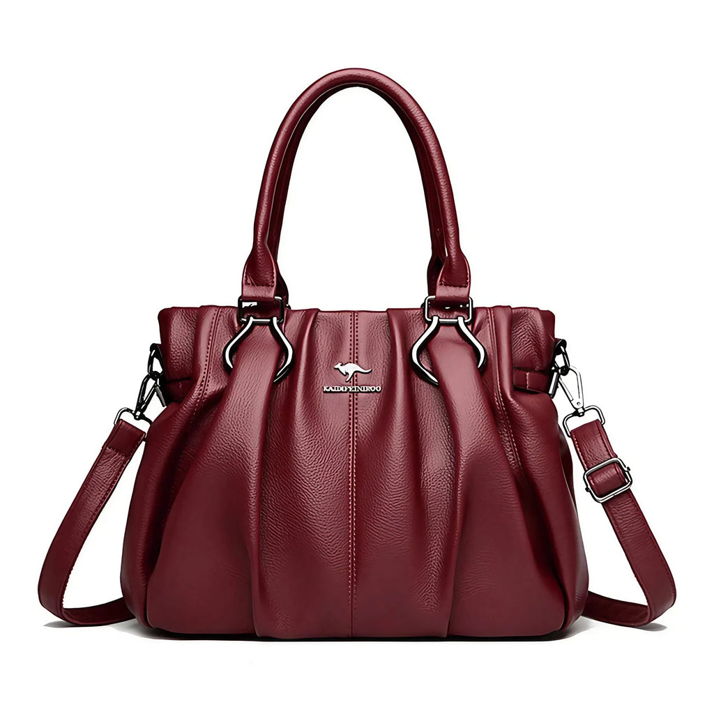 Sac à main femme en cuir bordeaux, bandoulière amovible, bordeaux
