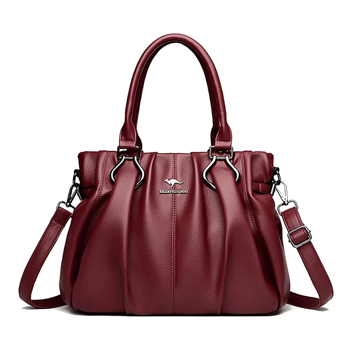 Sac à main femme en cuir bordeaux, bandoulière amovible, bordeaux