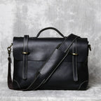 Sacoche homme à poignée rigide en cuir, noir, café ou marron, noir