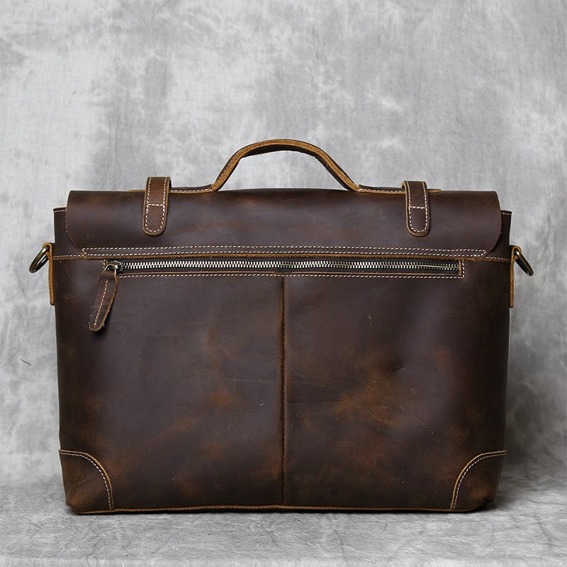 Sacoche homme à poignée rigide en cuir, noir, café ou marron