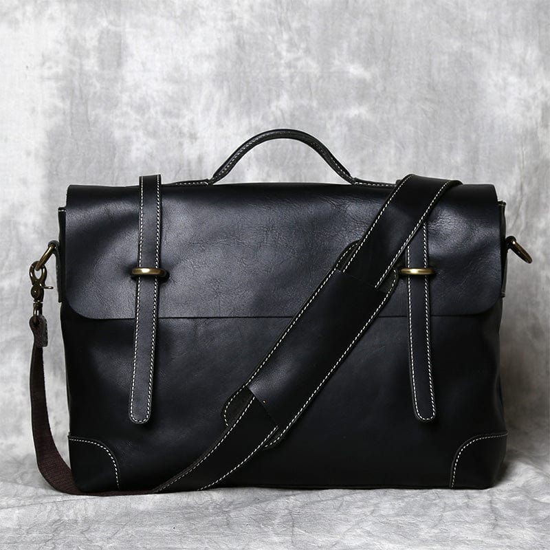 Sacoche homme à poignée rigide en cuir, noir, café ou marron