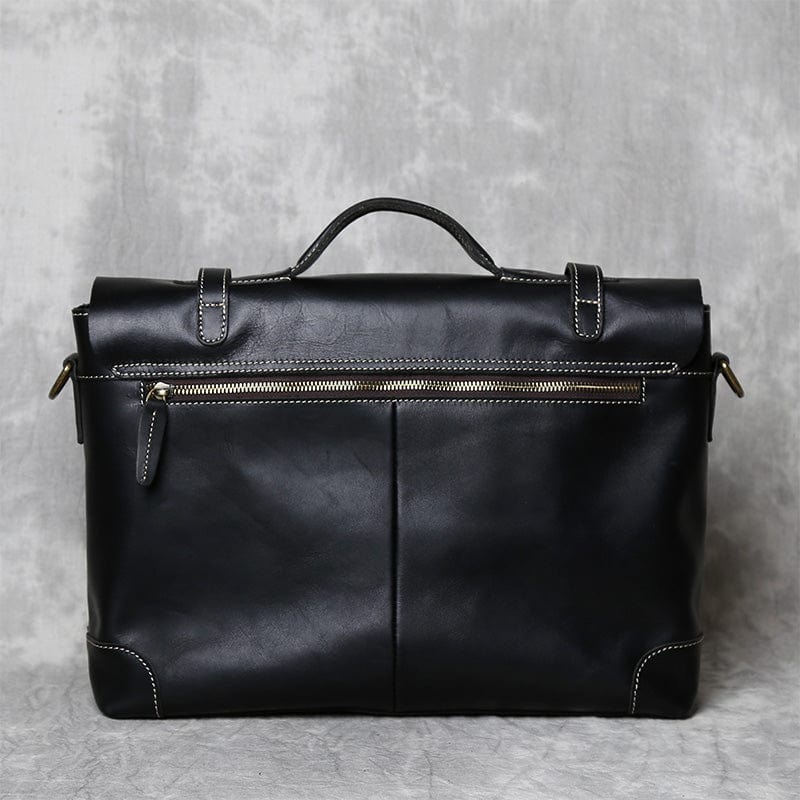 Sacoche homme à poignée rigide en cuir, noir, café ou marron