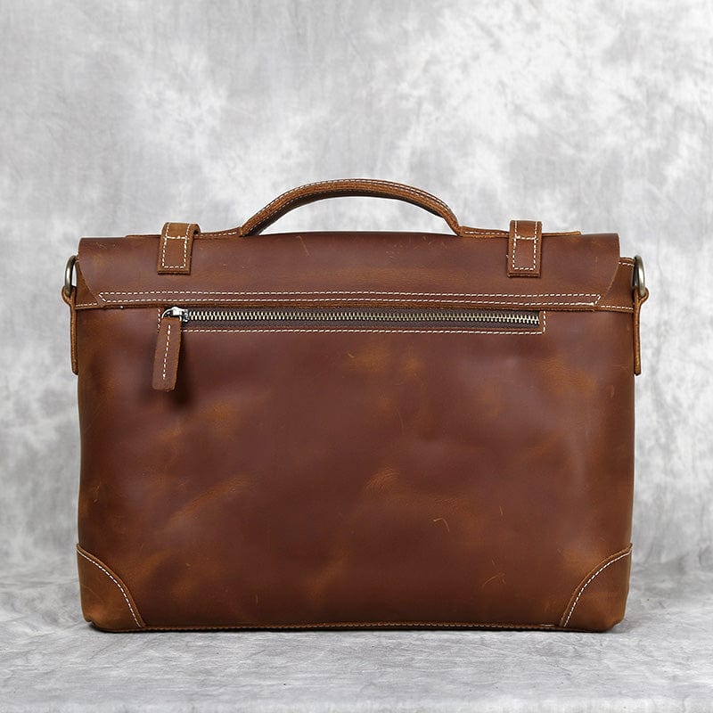 Sacoche homme à poignée rigide en cuir, noir, café ou marron