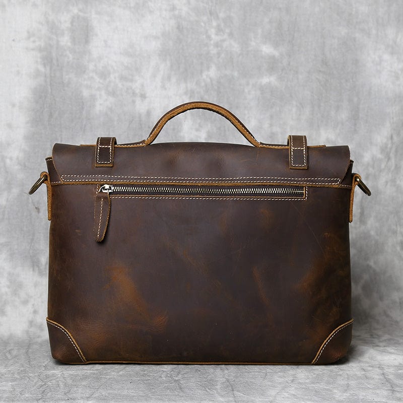 Sacoche homme à poignée rigide en cuir, noir, café ou marron