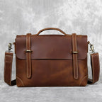Sacoche homme à poignée rigide en cuir, noir, café ou marron, marron