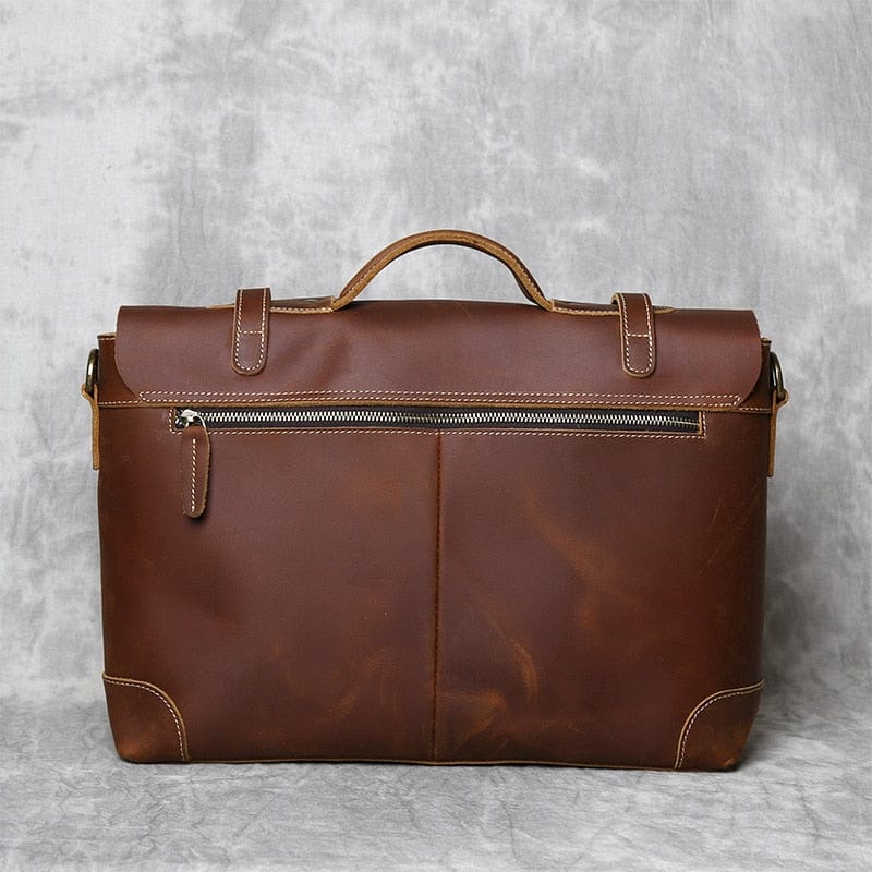 Sacoche homme à poignée rigide en cuir, noir, café ou marron