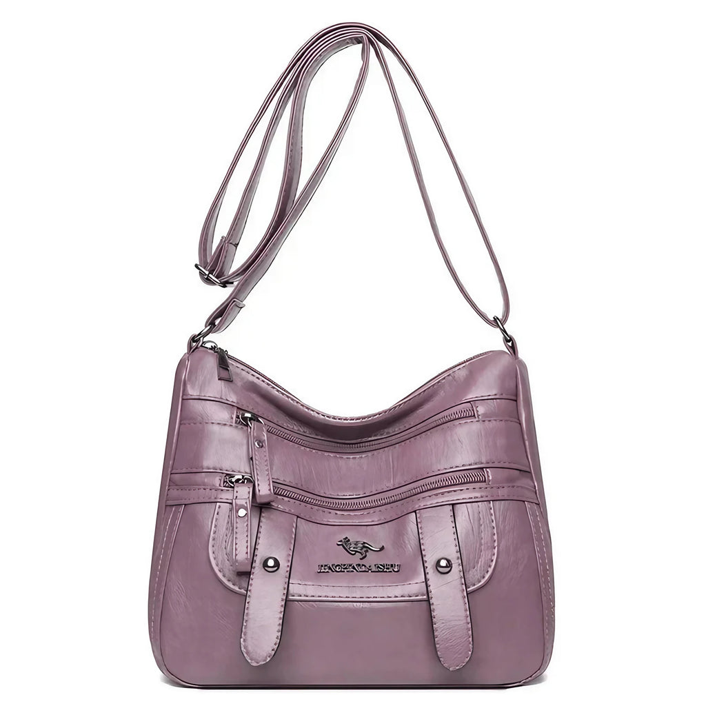Sac à main structuré femme, poignées et bandoulière amovible, violet