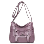 Sac à main structuré femme, poignées et bandoulière amovible, violet
