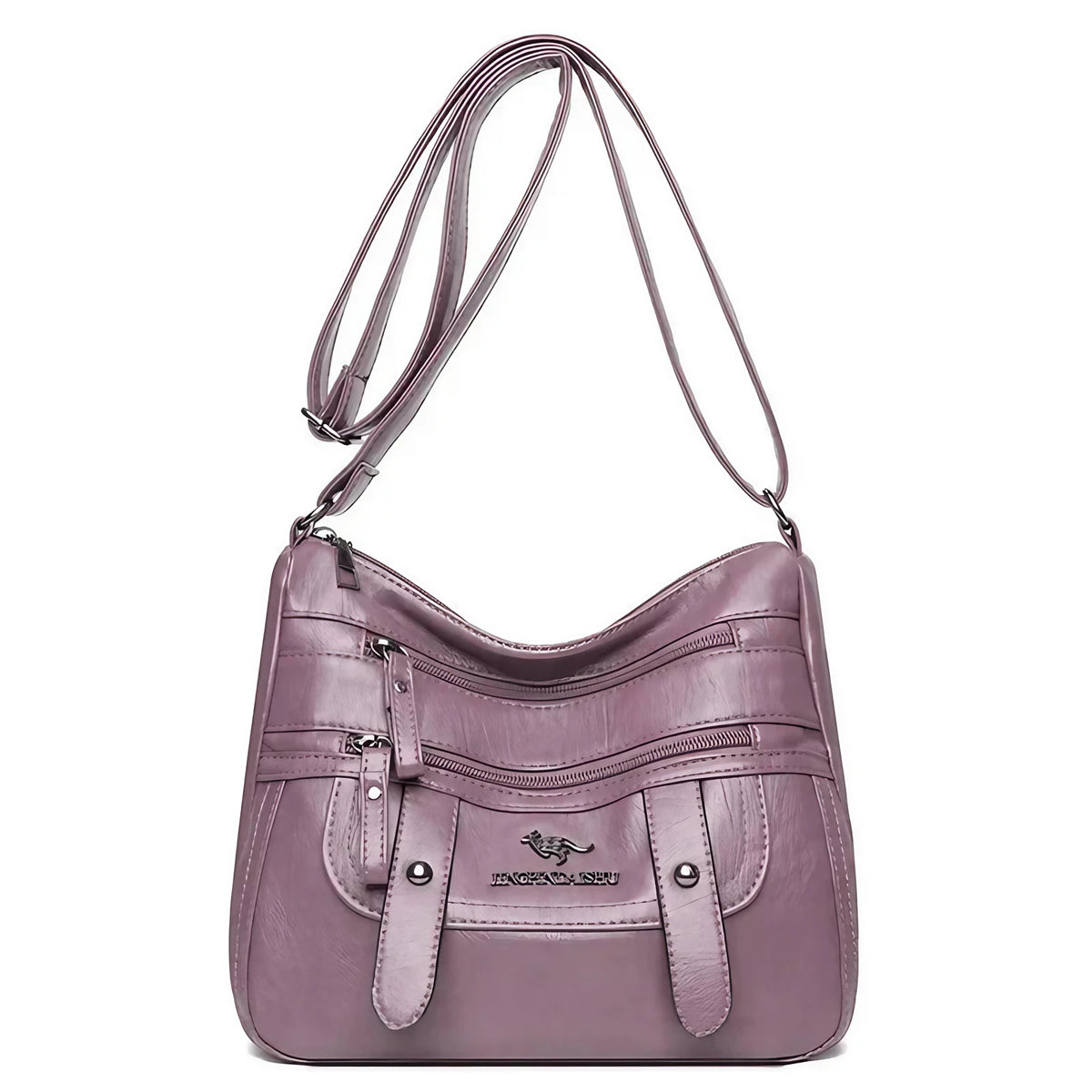 Sac à main structuré femme, poignées et bandoulière amovible, violet
