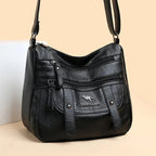 Sac à main structuré femme, poignées et bandoulière amovible, noir
