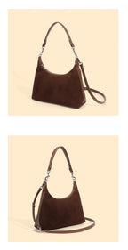 Petit sac à main femme en daim et cuir, poignée courte