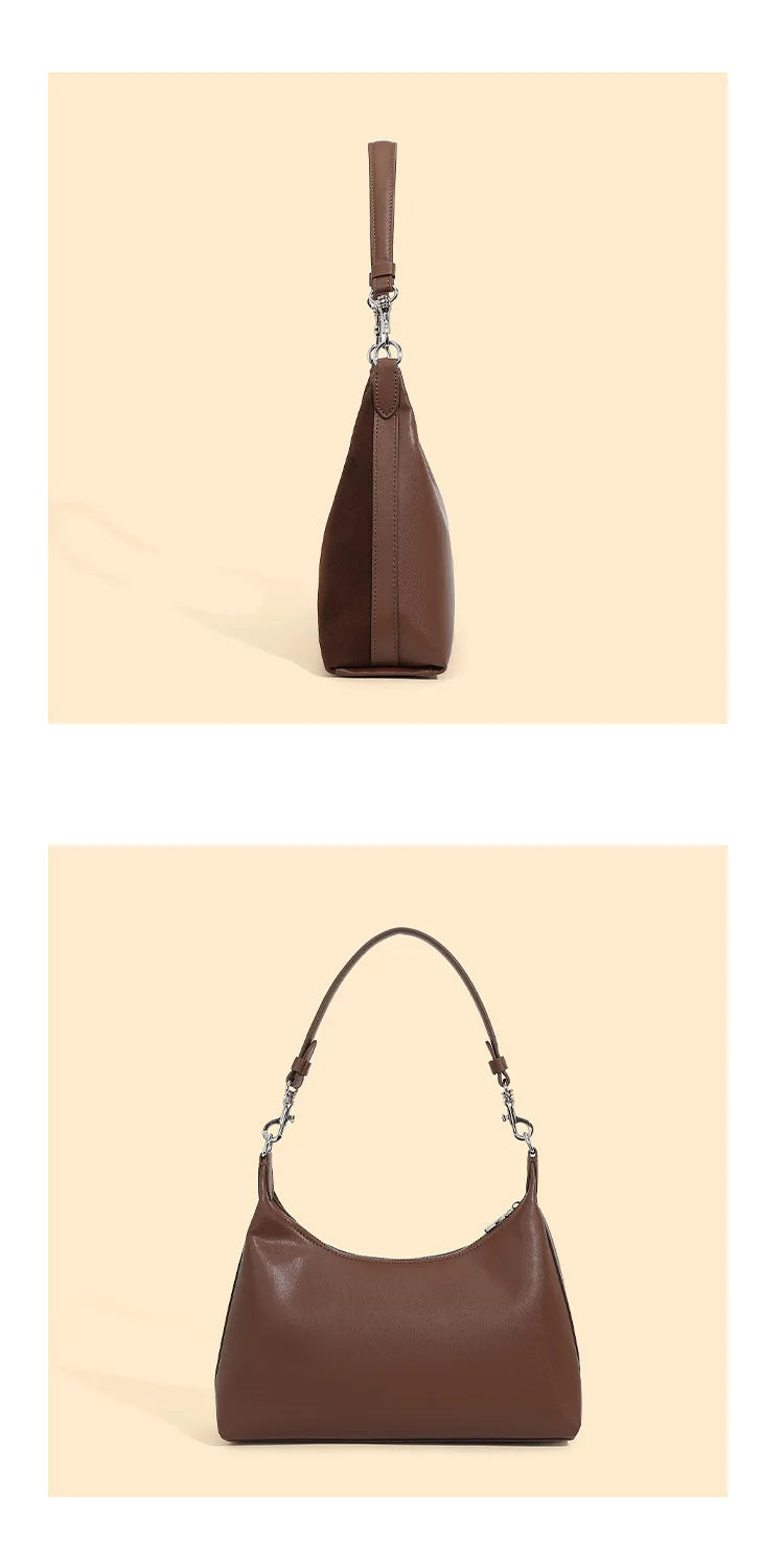 Petit sac à main femme en daim et cuir, poignée courte