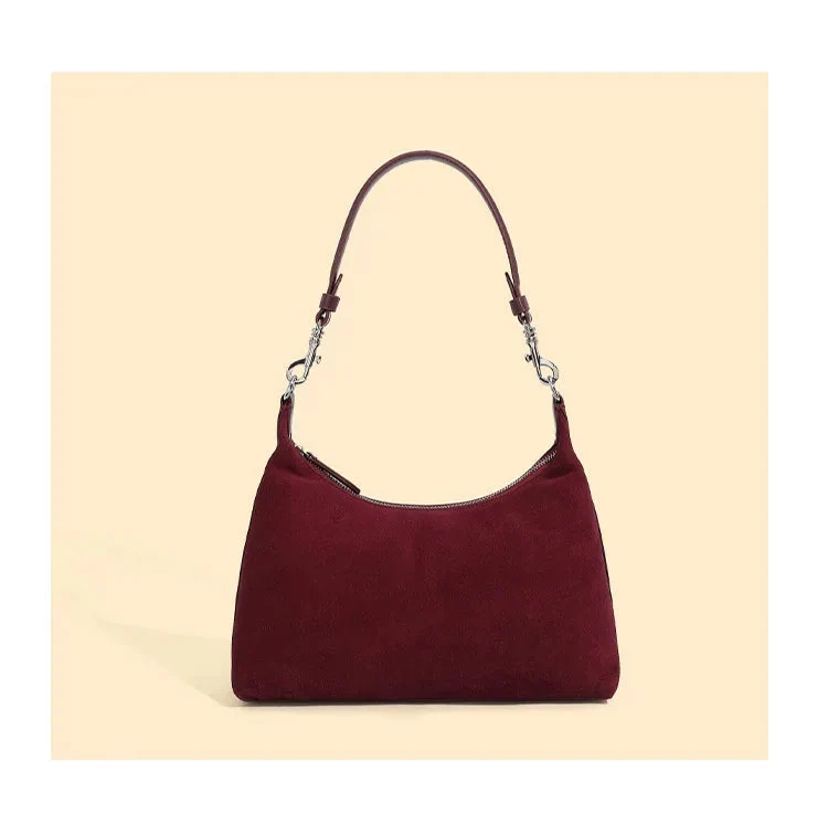 Petit sac à main femme en daim et cuir, poignée courte