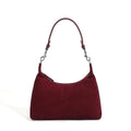 Petit sac à main femme en daim et cuir, poignée courte, lie de vin