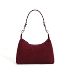 Petit sac à main femme en daim et cuir, poignée courte, lie de vin