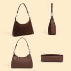Petit sac à main femme en daim et cuir, poignée courte