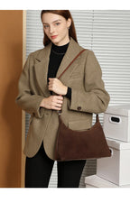 Petit sac à main femme en daim et cuir, poignée courte
