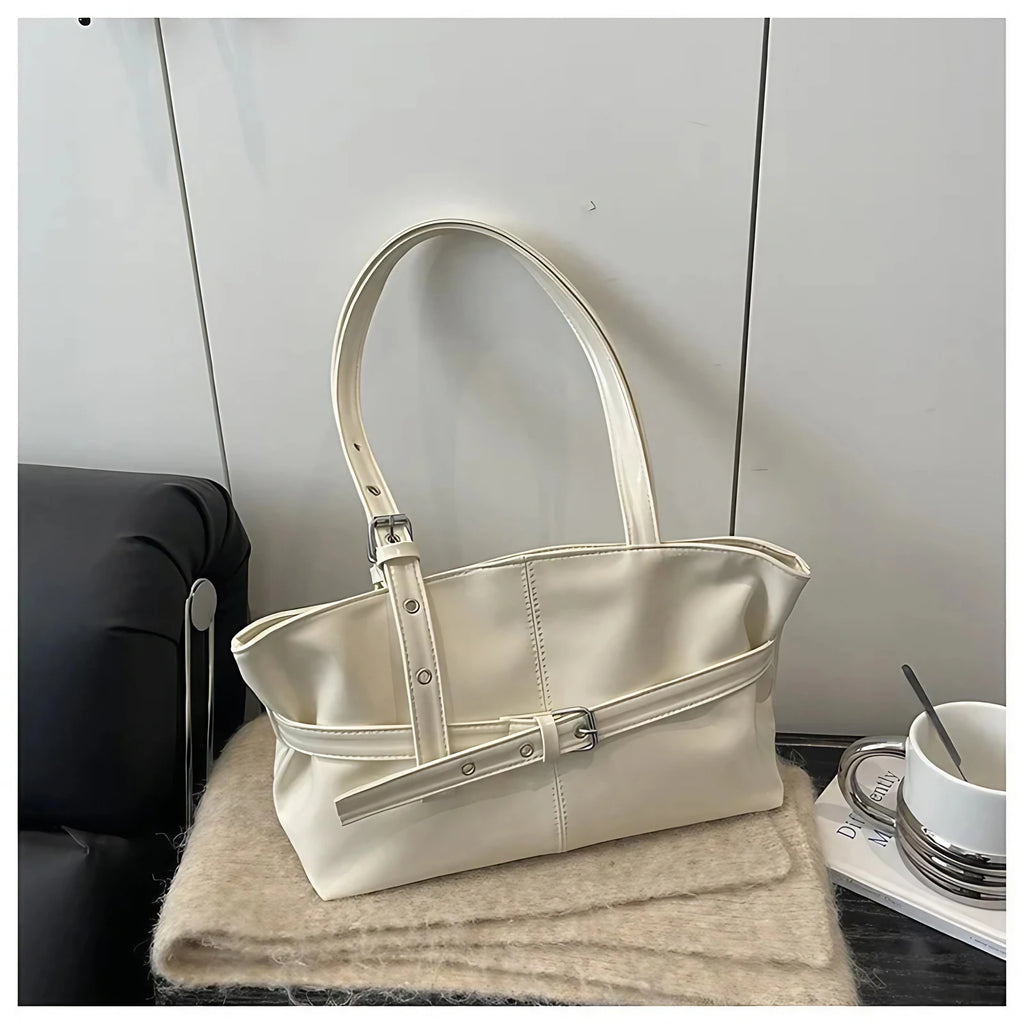 Sac à main femme en similicuir brillant, double anse, blanc