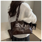 Sac à main femme en similicuir brillant, double anse