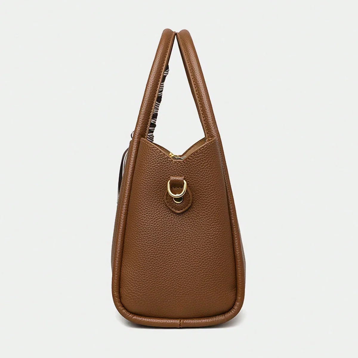 Sac seau femme marron en similicuir, forme triangulaire