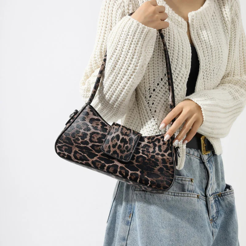 Petit sac porté épaule léopard femme, bandoulière amovible