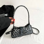 Petit sac porté épaule léopard femme, bandoulière amovible, noir