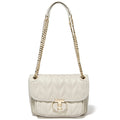 Sac à main matelassé femme, double anse à maillons dorés, blanc crème