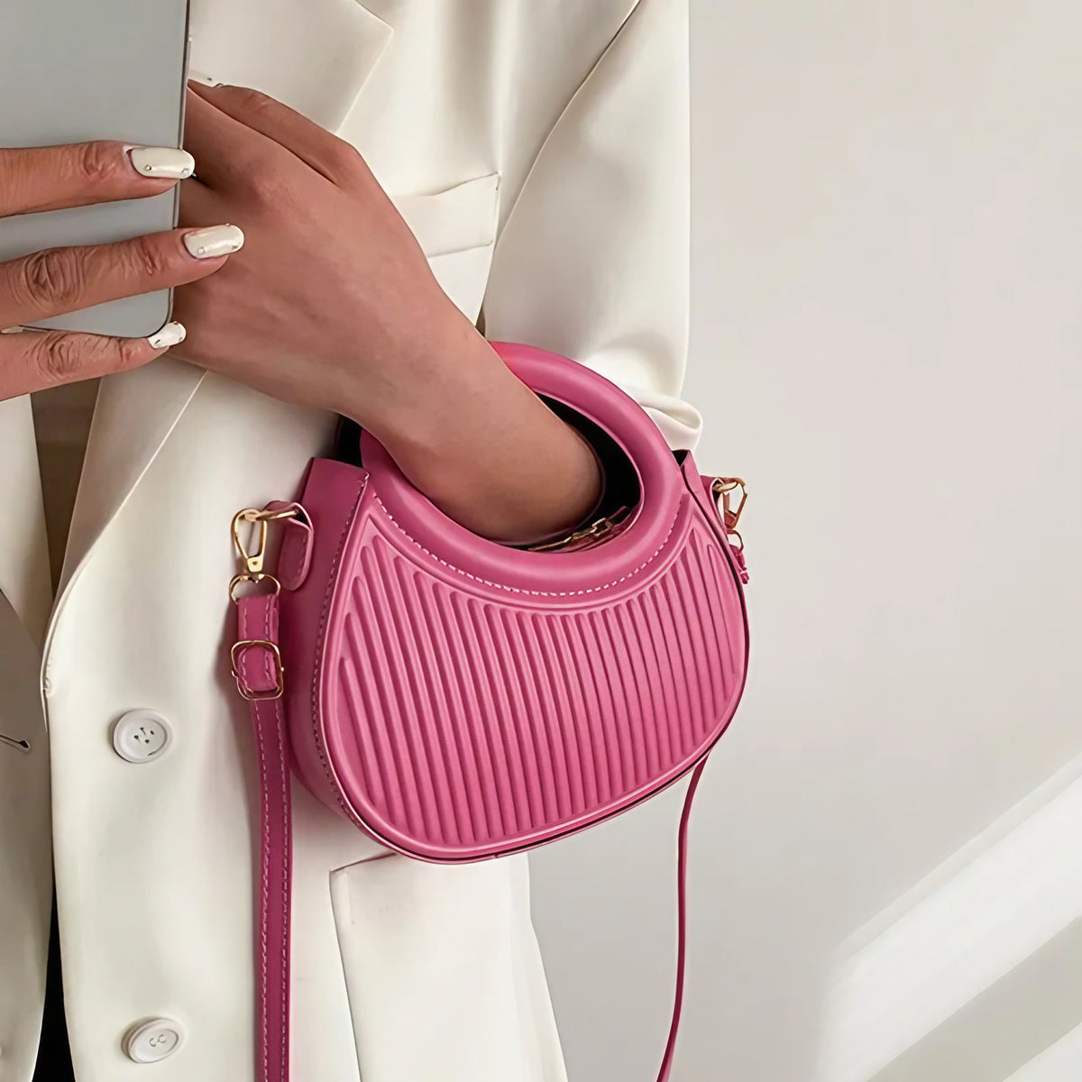 Mini sac matelassé femme en similicuir, anses arrondies