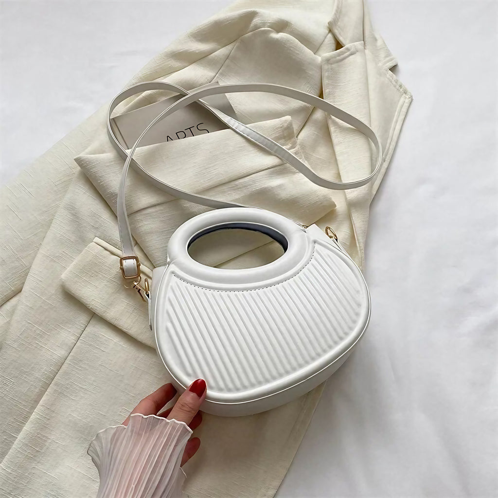 Mini sac matelassé femme en similicuir, anses arrondies, blanc