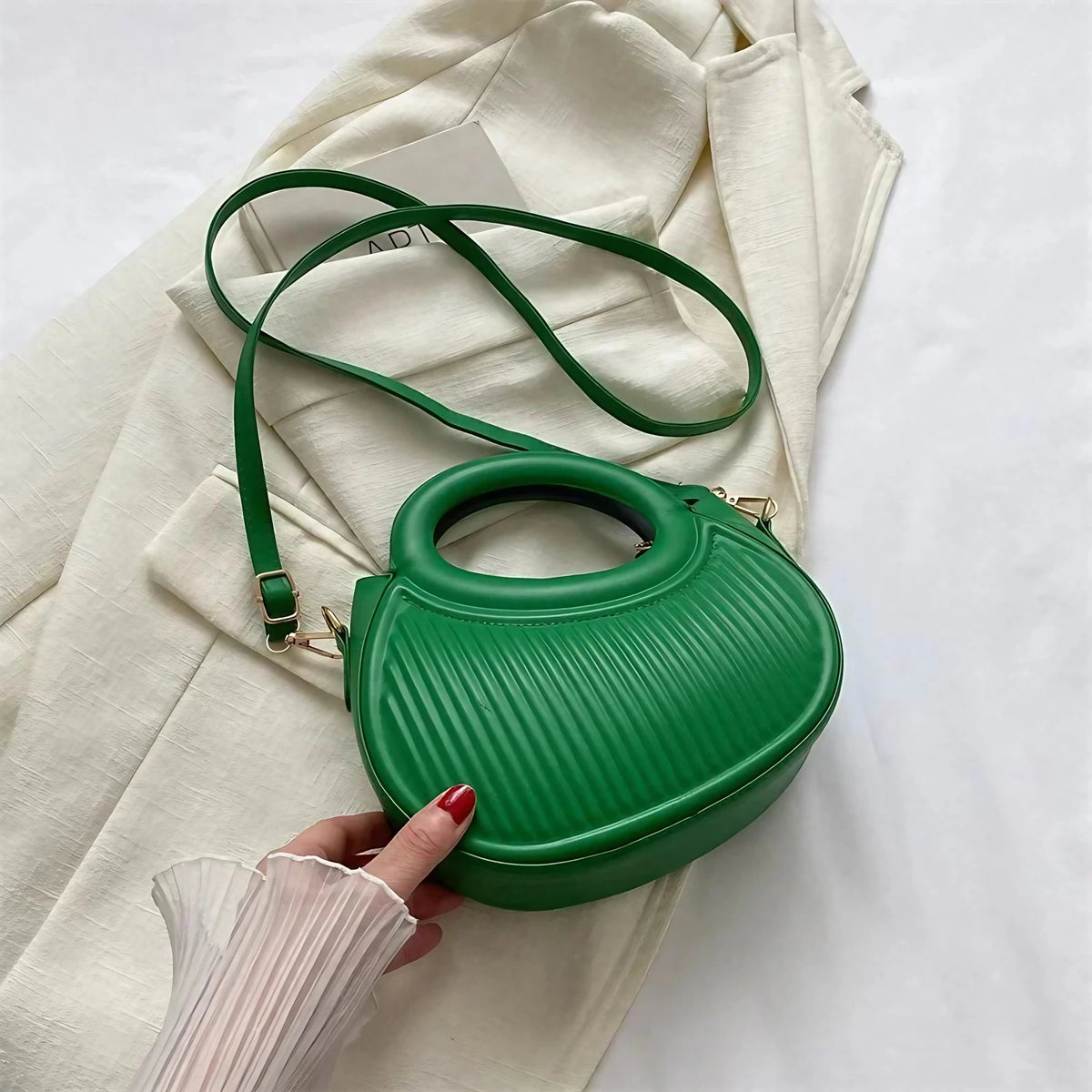 Mini sac matelassé femme en similicuir, anses arrondies, vert