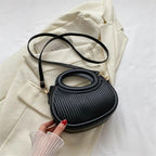 Mini sac matelassé femme en similicuir, anses arrondies, noir