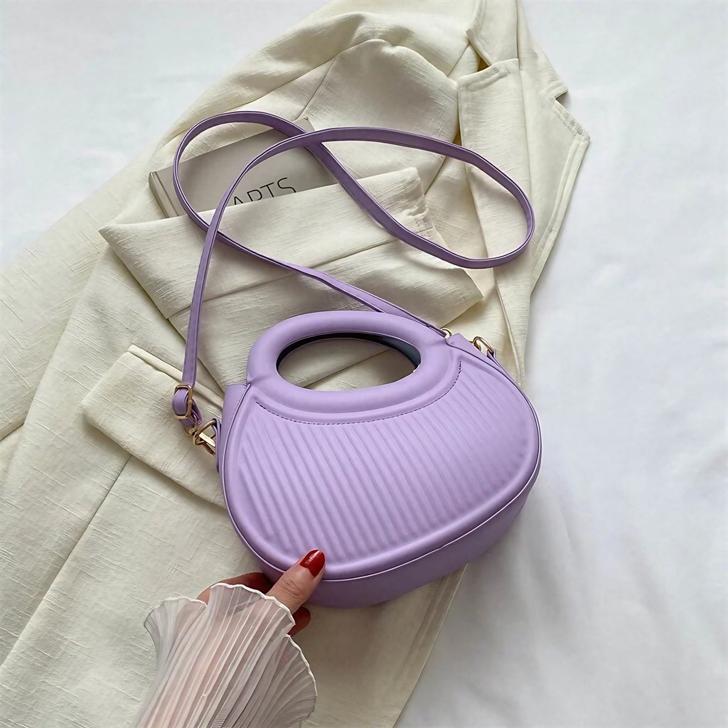 Mini sac matelassé femme en similicuir, anses arrondies, lilas