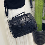 Petit sac à main noir à clous, bandoulière amovible
