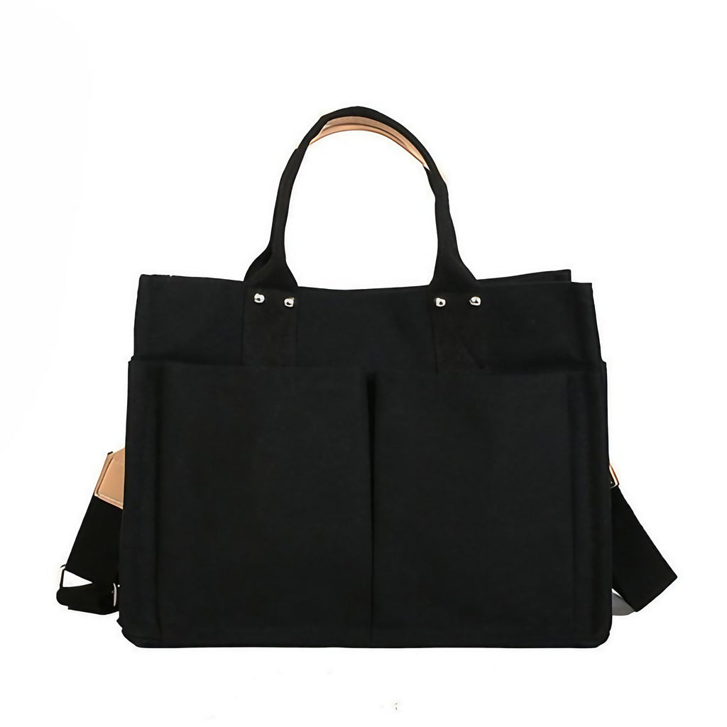 Grand sac de cours noir format A4, bandoulière réglable, noir