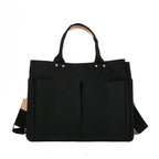 Grand sac de cours noir format A4, bandoulière réglable, noir